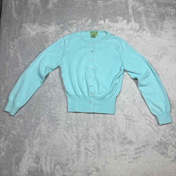Vintage Tibi Cardigan Sweater Womens Small Blue Button Cropped Knit Y2K - Picture 1 of 16